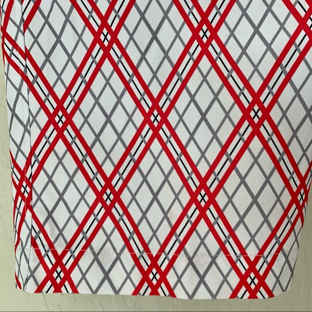 GG BLUE Golf Shorts Diamond Plaid Long Short Red White Grey Size 6 - Picture 12 of 16